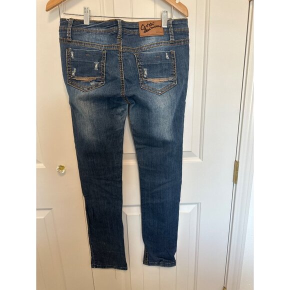 Cest Toi Womens Distressed Blue Skinny Jeans Size 9 - Picture 2 of 11
